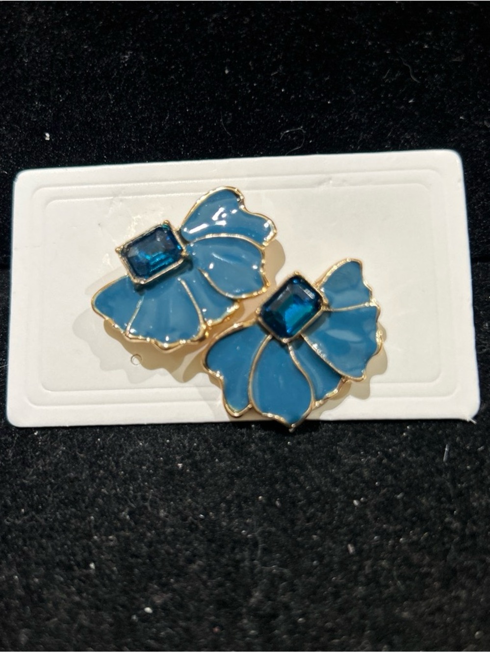 Blue Petal blue stone Flower Earrings - Women Jewelry